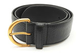 Gucci Black Leather Belt With Gold Tone Buckle Size 80/32 Eb0226lrxde