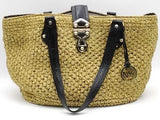 Michael Kors Woven Rafia Santorini Large Tote Yellow Aa1026wzsa