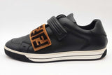 Fendi Black Leather Trainers With Velvet Zucca Straps Size 10.5 Eb0925oxzde