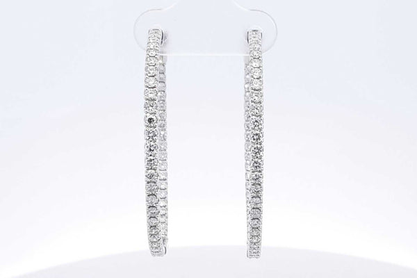 2.3ctw Lab Grown Diamond Inside Out Hoop Earrings 14k White Gold 7.4g Eb225erpsa