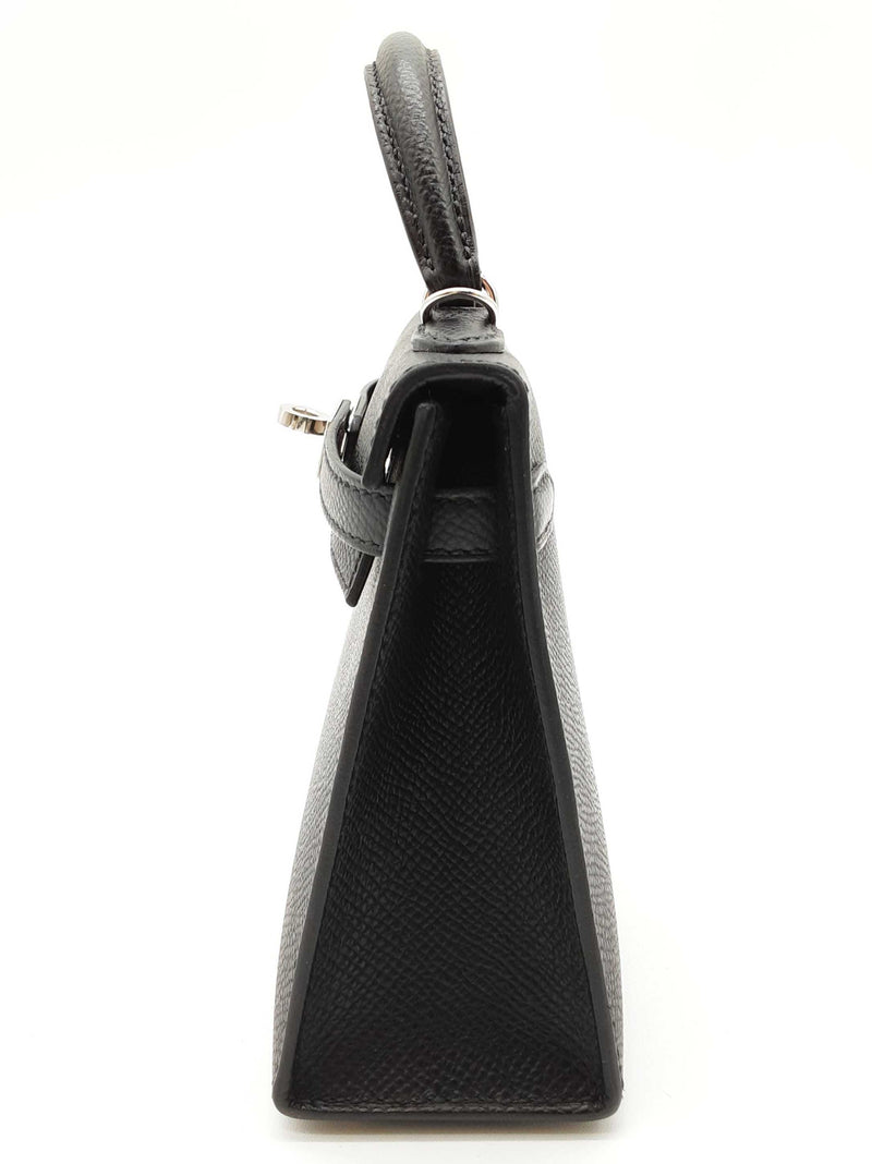Hermes Mini Kelly Sellier Noir Black Epsom Palladium Crossbody Bag Do0925orxzxde