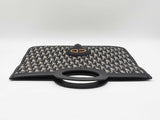 Christian Dior Foldover Clutch In Navy Blue Oblique Canvas & Leather Fw1225wrxdu