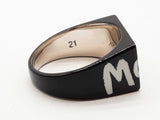 Alexander Mcqueen Graffiti Black Enamel Ring Size Us 10 Do0526ixde