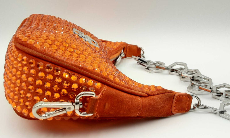 Phillip Plein Crystal Embellished Orange Shoulder Bag Eboxzdu 144030004621