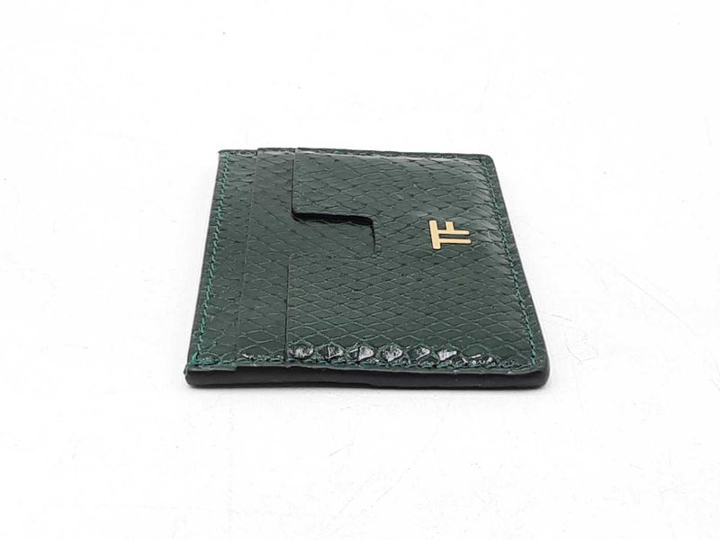 Tom Ford Card Holder Wallet In Emerald Green Croc-embossed Leather Fw0925lordu