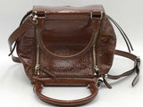 Tory Burch Glossy Brown Crinkled Patent Leather Handle Satche Aa1026rzsa