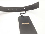 Versace Medusa Round Silver Buckle Black Calf Leather Belt 80/32 Sd0725lzxsa
