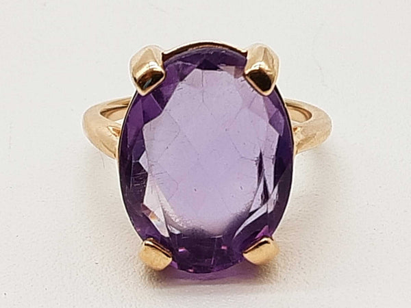 Oval Cut Amethyst 14k Yellow Gold 5.9g Ring Size 5.25 Do0725lexde