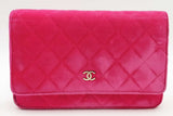 Chanel Hot Pink Quilted Velvet Wallet On Chain Eb0726lxxzsa