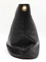Prada Logo Hobo Bag In Black Vitello Phenix Leather & Striped Strap Fw1225ixzdu