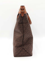 Michael Kors Travel Large North South Tote Bag In Brown Signature Coated Canvas Fw0726pxdu