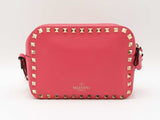 Valentino Rockstud Camera Crossbody Bag In Fuschia Leather Fw0625ozxdu