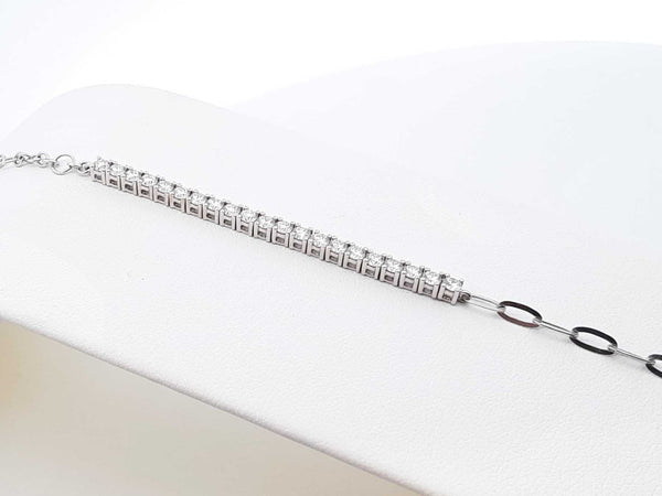 1.10 Cttw Diamond & 18k White Gold Paperclip Bracelet 4.1 Gram 7 In. Fw0325pozdu