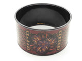 Hermes Ruban De Cheval Red Black Enamel Bangle Bracelet 7.5 In Do1225wrxde