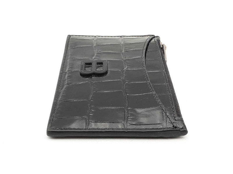 Balenciaga Crocodile-embossed Hourglass Zip Card Wallet Fw1224lrxsa