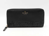Kate Spade Greta Court Glitter Neda Wallet In Black Crosshatched Pvc Fw1025wxdu