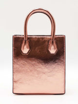 Michael Kors Mercer X-small Crossbody In Metallic Rose Gold Leather Fw0826pxdu