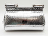 Dolce & Gabbana Sicily Metallic Silver Snakeskin Crossbody Bag Do0125sxzde