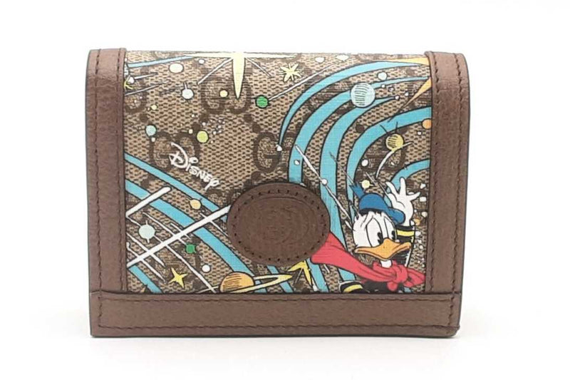 Gucci X Disney Gg Supreme Monogram Donald Duck Card Case Wallet Eb0125lrxsa