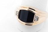 10k Yellow Gold Onyx Inlay & Diamond Accent Ring 5.5 Grams Size 10.75 Eb426orxsa