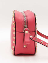 Valentino Rockstud Camera Crossbody Bag In Fuschia Leather Fw0625ozxdu