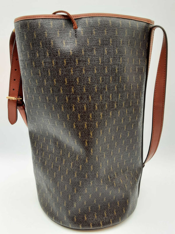 Yves Saint Laurent Ysl Brown Monogram Bucket Crossbody Bag Do0225pxzde