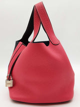 Hermes Picotin Lock 18 Pink Blue Clemence Palladium Tote Bag Do0425lwxzde
