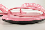 Balenciaga Round Leather Logo Strap Sweet Pink Sandals Size 11 Sd0826lrzde