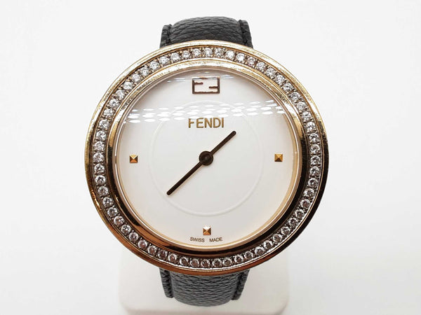 Fendi My Way White Dial Black Leather Band Steel Quartz Watch Do0825wxzde