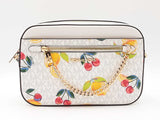 Michael Kors Jet Set Large White Logo Crossbody In Fruit Print Canvas Fw0826rxdu