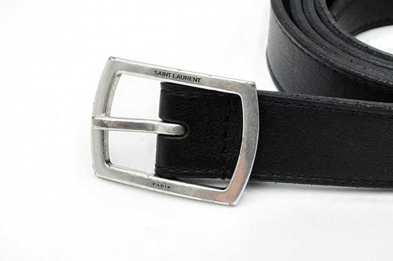 Saint Laurent Black Belt With Silver Tone Buckle Eb0724rxdu