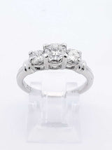 0.80 Cttw Diamond & Platinum Three Stone Ring 6.4 Grams Size 7 Fw0425pzxdu
