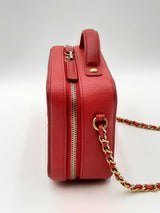 Chanel Filigree Vanity Case In Red Quilted Caviar Leather Fw0125owxzdu