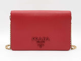 Prada Mini Chain Shoulder Bag In Red Saffiano Lux Leather Fw0326pzxdu
