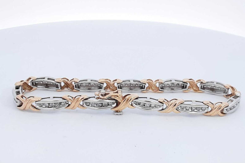 10k Yellow & White Gold Diamond Bracelet 10.8 Grams 7 Inch Eb0624irxdu