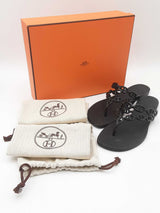 Hermes Island Black Sandal Size 9 Sd1026ozxdu