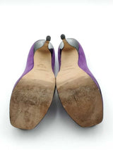 Yves Saint Laurent Tribute Mary Janes Purple Suede Pumps Size 37.5 Eb0926crsa