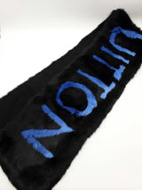 Louis Vuitton Echarpe Neon Blue Logo Black Rabbit Fur Scarf Do1225crxde