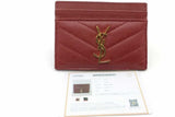 Yves Saint Laurent Cassandre Burgundy Leather Card Case Wallet Eb1026crsa