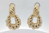 18k Yellow Gold Chunky Twisted Stud Omega Back Earrings 22 Grams Eb0926lorxsa