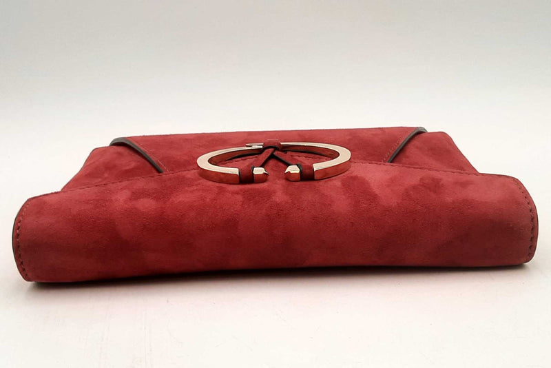 Valentino Garavani Red Suede Envelope Clutch Crossbody Eb0425lcrsa