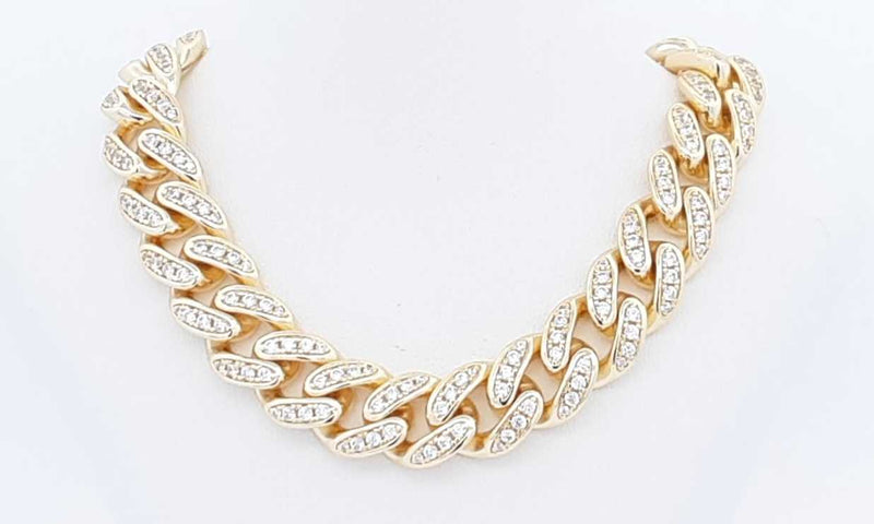 925 Cubic Zirconia Gold Plated Cuban Link Chain 113g 22 In Eboiidu 144030007291