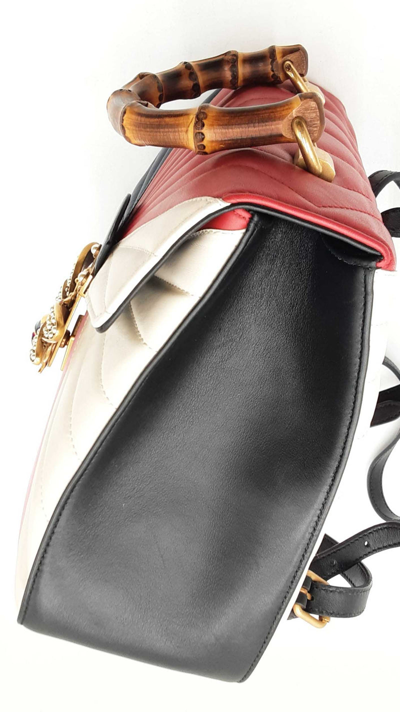 Gucci Bamboo Tropuntata Queen Margaret Leather Multicolor Backpack Fw0825ixzdu
