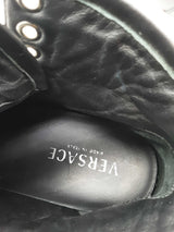 Versace Black Leather High Top Sneakers Size 39 Eb0725oxzde