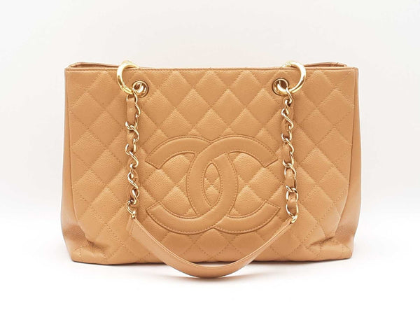 Chanel Grand Shopping Tote In Tan Caviar Leather Fw0525exzdu