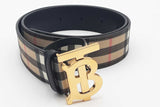 Burberry Check Belt With Gold-tone Tb Buckle Size S Eb0626lxzsa