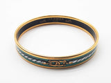 Hermes Green Rope Painted Enamel Gold Plated Narrow Bangle Bracelet Do1223rxzde