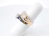3.0 Cttw Diamond & Sapphire Wedding Ring In 14k Gold 9.9g Size 6.25 Fw0826lcrxdu