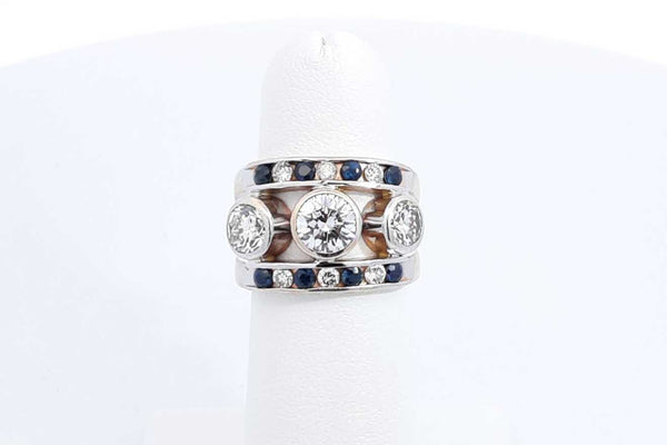 Diamond & Sapphire Ring In 14k White Gold 8.9 Grams Size 5 Eb1124wwxzdu