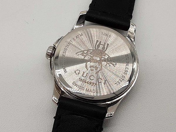 Gucci 28 G Timeless Bee Star Numerals Black Dial Steel Quartz Watch Do0825lrxde